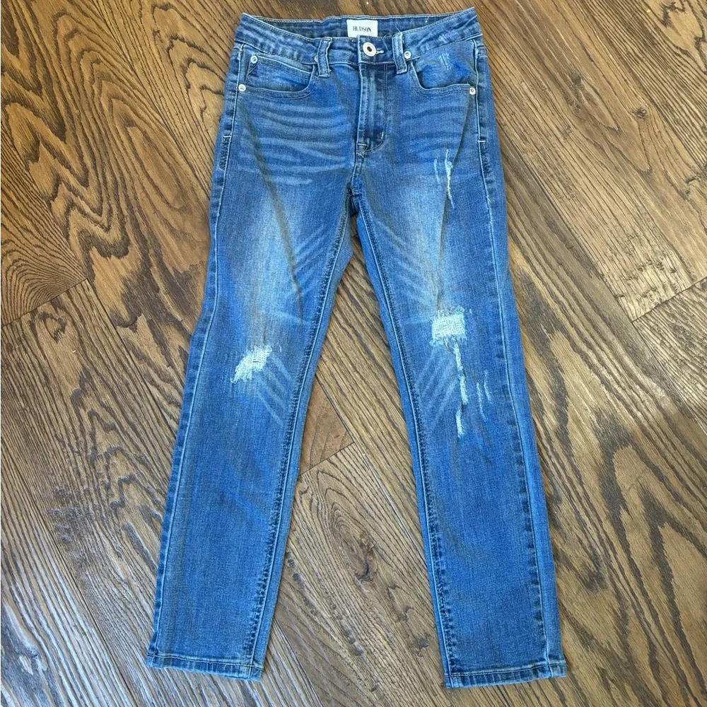 Youth Boy Hudson Straight Distressed Jeans Size 8 - Picture 1 of 6
